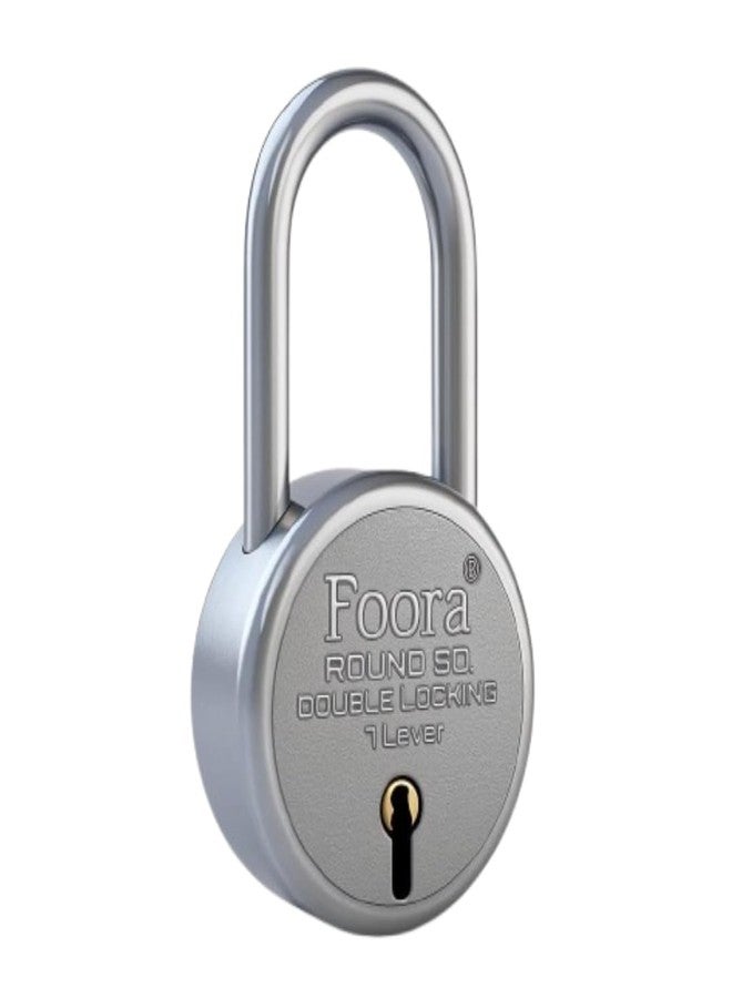 Foora Round 50mm Long Shackle Lock with 5 Keys (Silver)|Padlock for Lockers, Cabinets & Home Security. - Image 2